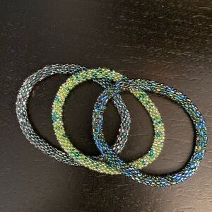 Set/3 Sashka Roll On Beaded Bracelets - NEVER WORN